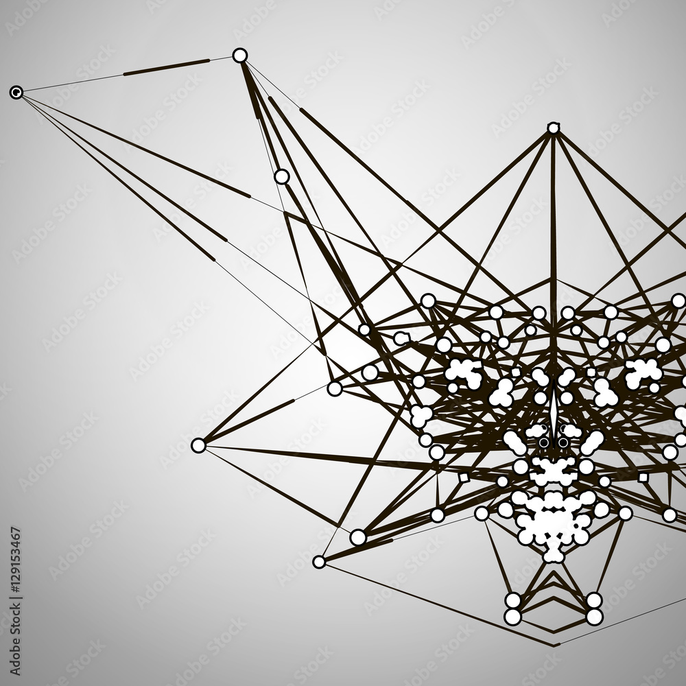 Poster abstract geometric polygonal shape. futuristic technology vector science background. connecting dots