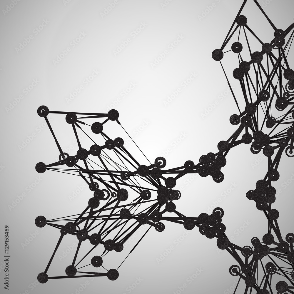 Poster abstract geometric polygonal shape. futuristic technology vector science background. connecting dots