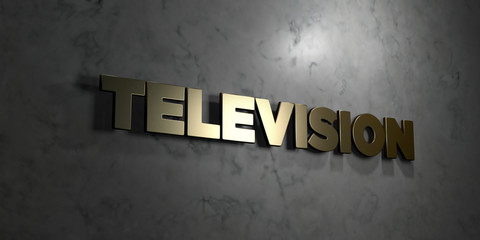 Television - Gold text on black background - 3D rendered royalty free stock picture. This image can be used for an online website banner ad or a print postcard.