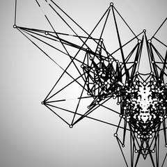 Abstract Geometric Polygonal Shape. Futuristic Technology Vector Science Background. Connecting Dots and Lines Structure