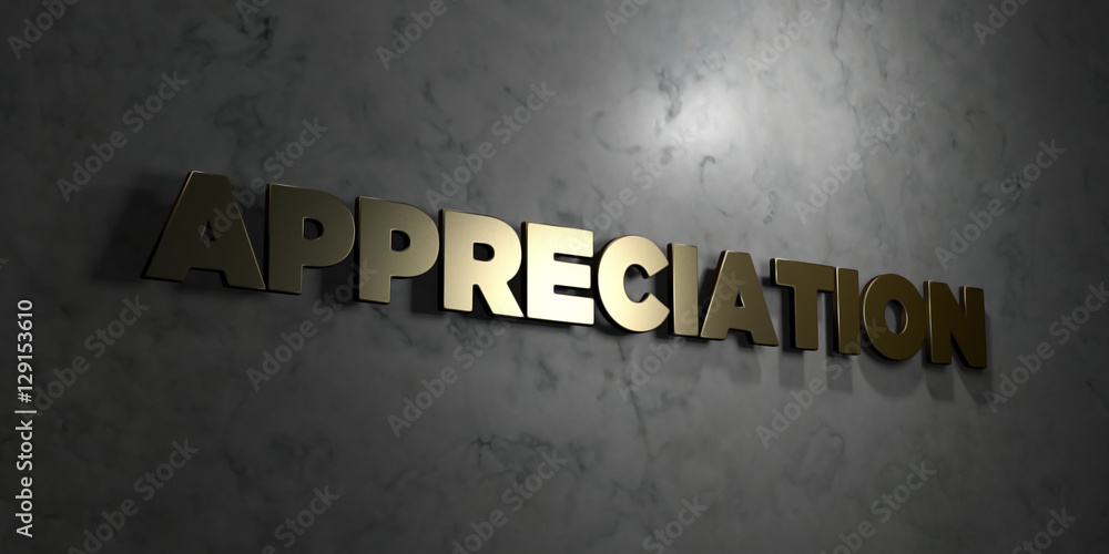 Fototapete appreciation - gold text on black background - 3d rendered royalty free stock picture. this image ca