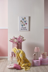 new modern pink white wall and decorative interior design for home and children room, designs for bedroom