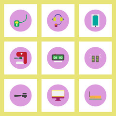 Collection of stylish vector icons in colorful circles office furniture