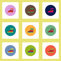 Collection of stylish vector icons in colorful circles retro iron