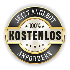 Silberner kostenlos Angebot anfordern Siegel mit schwarzem Rand