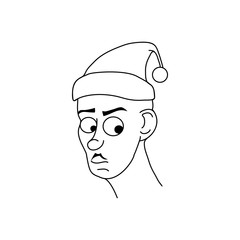 Cartoon face emotion kid in Christmas hat
