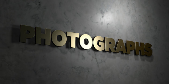 Photographs - Gold text on black background - 3D rendered royalty free stock picture. This image can be used for an online website banner ad or a print postcard.
