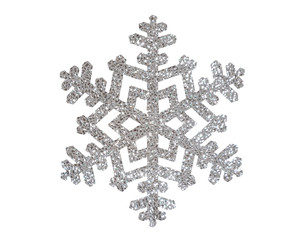 Silver Christmas snowflake isolated on white background