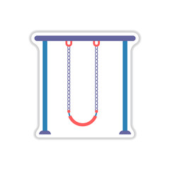 Vector illustration in paper sticker style park playground equipment kids swing