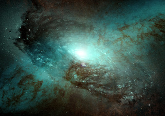 Stars, dust and gas nebula in a far galaxy