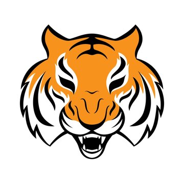 Tiger icon. Vector illustration for logo design, t-shirt print. Tiger mascot.