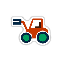 Vector illustration in paper sticker style Tractor