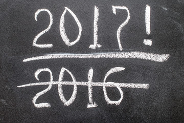 Fototapeta premium Blackboard with year figures 2016 and 2017