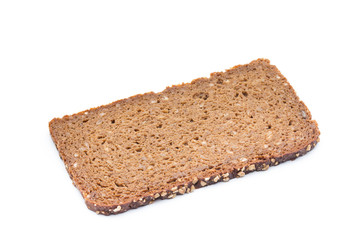 Slices of rye bread isolated on white background.