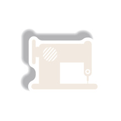 Vector illustration in paper sticker style retro sewing machine
