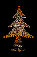 Christmas tree drawn by snowflakes