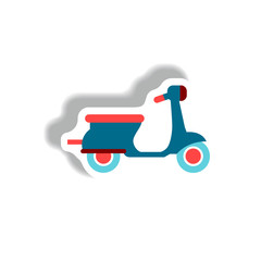 stylish icon in paper sticker style retro scooter