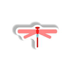 stylish icon in paper sticker style dragonfly insect