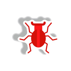 stylish icon in paper sticker style beetle insect