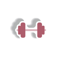 stylish icon in paper sticker style barbell sport