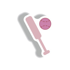 stylish icon in paper sticker style ball baseball bat