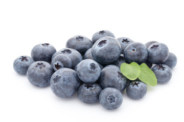 Group of fresh juisy blueberries isolated on white background.