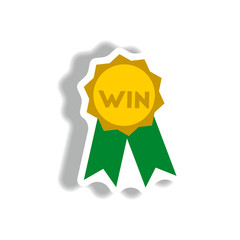 stylish icon in paper sticker style medal winner