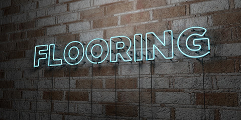 FLOORING - Glowing Neon Sign on stonework wall - 3D rendered royalty free stock illustration.  Can be used for online banner ads and direct mailers..