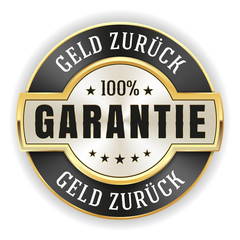 Goldener Geld zurück Garantie Siegel mit schwarzem Rand