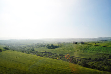 View on italian fields in countryside in Apulia