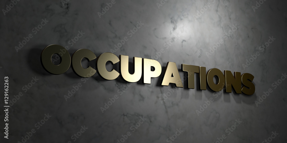Fototapete occupations - gold text on black background - 3d rendered royalty free stock picture. this image can