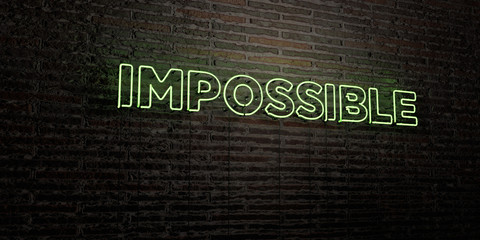 IMPOSSIBLE -Realistic Neon Sign on Brick Wall background - 3D rendered royalty free stock image. Can be used for online banner ads and direct mailers..