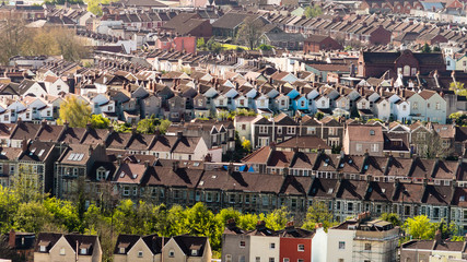 View Over Bristol Row Of Terraced Houses A England - 129163095