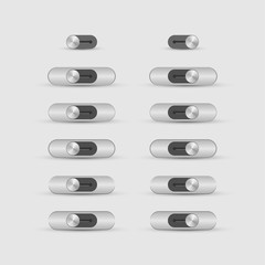 Obraz premium Set of metal toggle switch icons. Switch buttons. On and Off pos