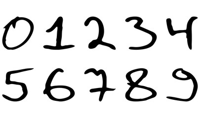Numbers written marker casually askew vector