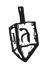 Dreidel for Hanukkah grunge hand drawn illustration. Dradle vector element for banners, greeting cards.
