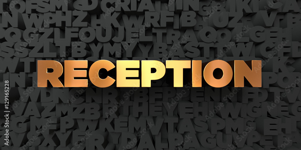 Fototapete reception - gold text on black background - 3d rendered royalty free stock picture. this image can b