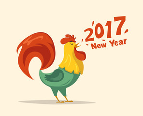 New Year symbol. Fire Rooster. Cartoon vector illustration © dmitrymoi