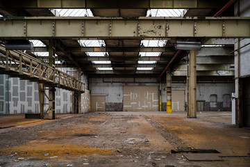 Run-down hall in Cologne's old industrial districts 