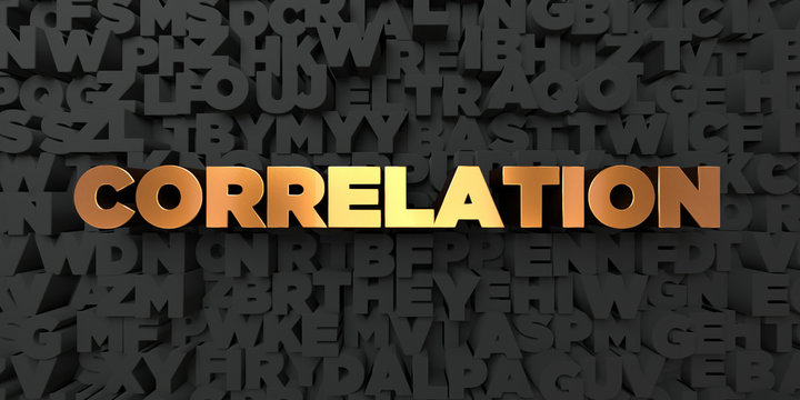 Correlation - Gold Text On Black Background - 3D Rendered Royalty Free Stock Picture. This Image Can Be Used For An Online Website Banner Ad Or A Print Postcard.