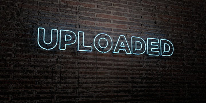 UPLOADED -Realistic Neon Sign on Brick Wall background - 3D rendered royalty free stock image. Can be used for online banner ads and direct mailers..