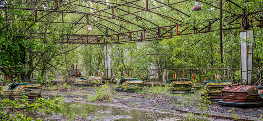 playground with cars in Pripyat park