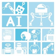 robot icons, artificial intelegence