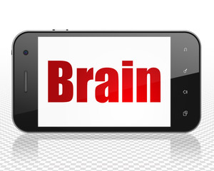 Healthcare concept: Smartphone with Brain on display