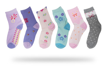 set of socks for girls isolated on white