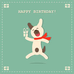 Happy Birthday Card with Dog and Gift