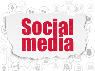 Social network concept: Social Media on Torn Paper background