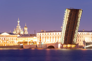 Fototapeta na wymiar Drawn drawn Troitsky Bridge in St. Petersburg