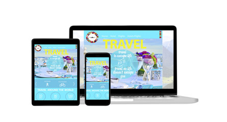 Isolated responsive devices displaying travel agency website