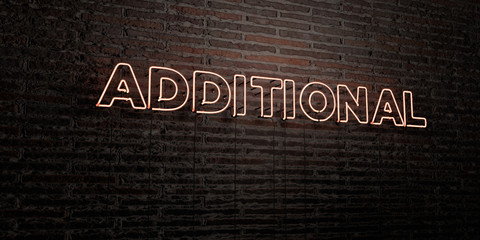 ADDITIONAL -Realistic Neon Sign on Brick Wall background - 3D rendered royalty free stock image. Can be used for online banner ads and direct mailers..
